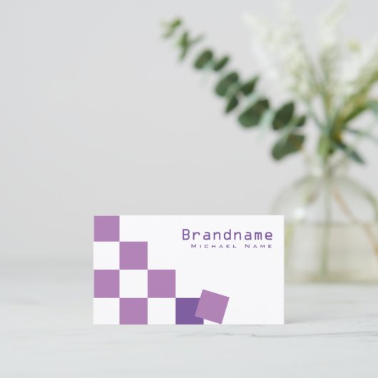 Paarse en witte Chessboard Modern met foto-opname Visitekaartje (Staand voorkant)