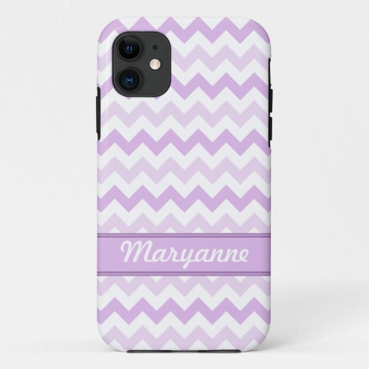 Paarse en witte Chevron gepersonaliseerde iPhone 5 Case-Mate iPhone Case (Achterkant)