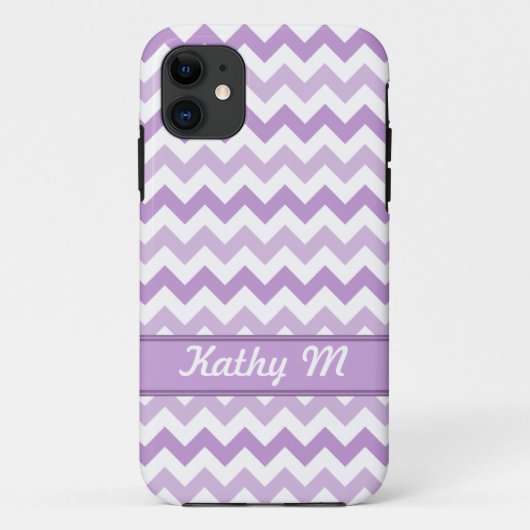 Paarse en witte Chevron gepersonaliseerde iPhone 5 Case-Mate iPhone Case (Achterkant)