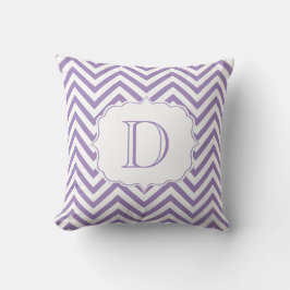 Paarse en witte Chevron Pattern Monogram Kussen