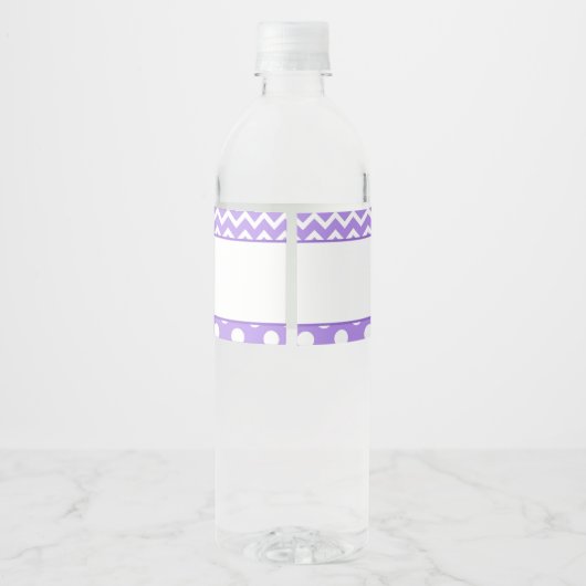 Paarse en witte Chevron & Polka Dot Baby Waterfles Etiket (Achterkant)