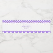 Paarse en witte Chevron & Polka Dot Baby Waterfles Etiket (Enkel label)