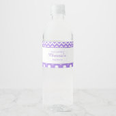 Paarse en witte Chevron & Polka Dot Baby Waterfles Etiket (Voorkant)