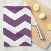 Paarse en witte Chevron Theedoek (Quarter Fold)