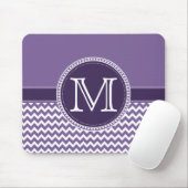 Paarse en witte Chevron Zigzag Monogram Weddenscha Muismat (Met muis)
