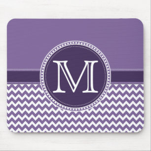 Paarse en witte Chevron Zigzag Monogram Weddenscha Muismat