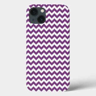 Paarse en witte Chevron Zigzag Pattern iPhone 13 Hoesje