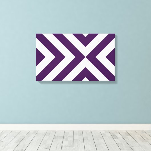 Paarse en witte Chevrons Canvas Afdruk (Insitu (Houten vloer))