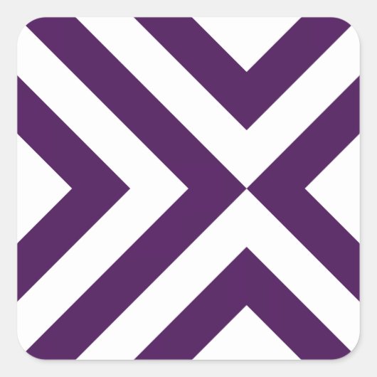Paarse en witte Chevrons Vierkante Sticker (Voorkant)