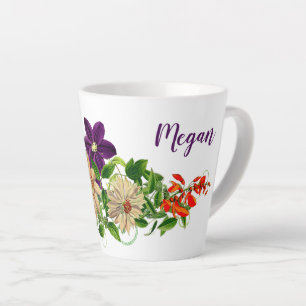 Paarse en witte Cleamits Floral Latte Mok