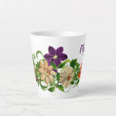 Paarse en witte Cleamits Floral Latte Mok (Voorkant)