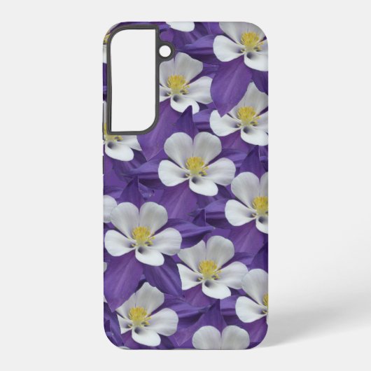 Paarse en witte Columbine Bloempatroon Samsung Galaxy Hoesje (Achterkant)