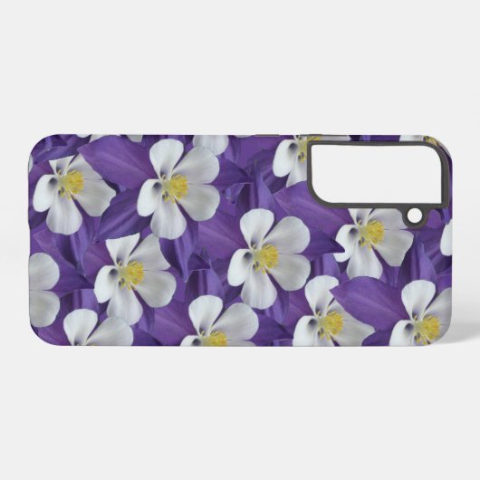 Paarse en witte Columbine Bloempatroon Samsung Galaxy Hoesje (Achterkant horizontaal)