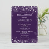 Paarse en witte Confetti Bokeh vrijgezellenfeest Kaart (Staand voorkant)