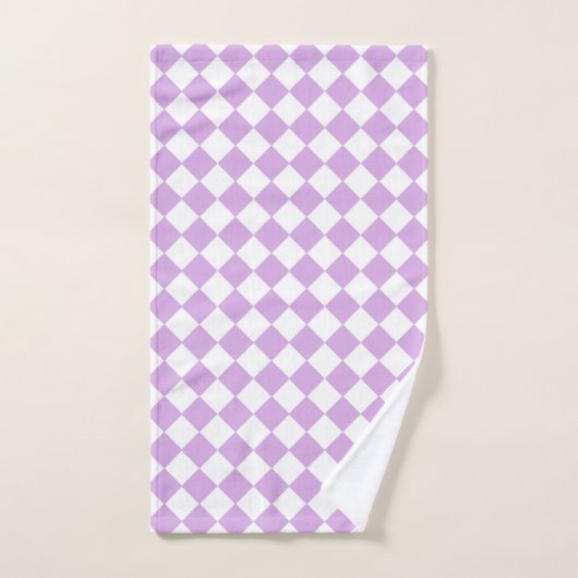 Paarse en witte controleerpatroon handdoek (Handdoek)