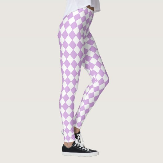 Paarse en witte controleerpatroon leggings (Rechts)