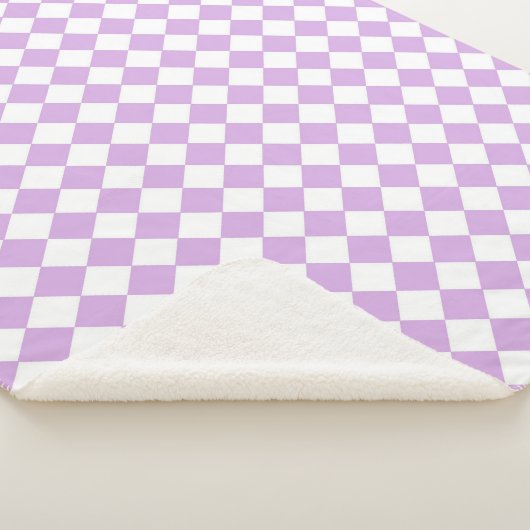 Paarse en witte controleerpatroon sherpa deken (3/4)