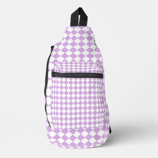 Paarse en witte controleerpatroon sling bag (Voorkant)