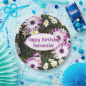 Paarse en Witte Dag  Naam Papieren Bordje (Feest)