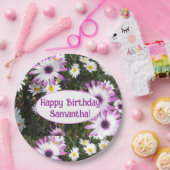 Paarse en Witte Dag  Naam Papieren Bordje (Feest)