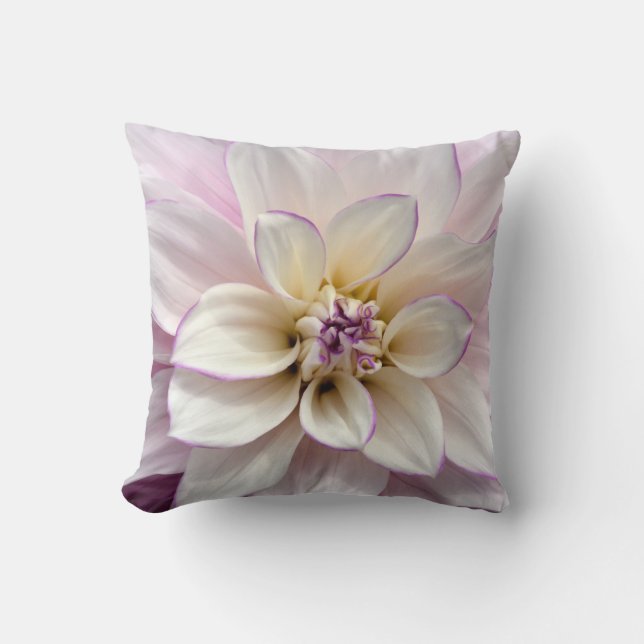 Paarse en witte dahlia werpen kussen (Voorkant)