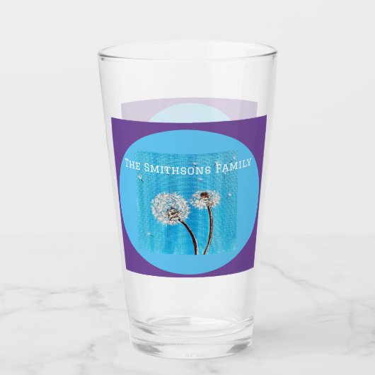 Paarse en witte Daisy Flower Gepersonaliseerd Glas (Voorkant)