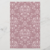 Paarse en witte Damask Briefpapier (Voorkant)