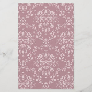 Paarse en witte Damask Briefpapier