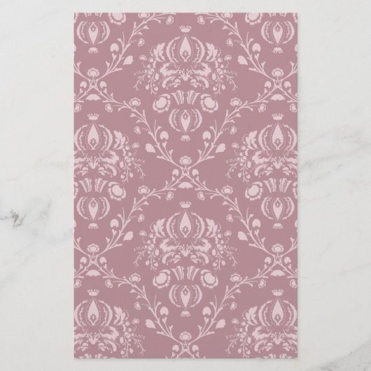Paarse en witte Damask Briefpapier (Voorkant)