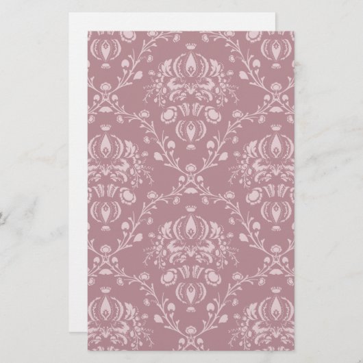 Paarse en witte Damask Briefpapier (Voorkant / Achterkant)