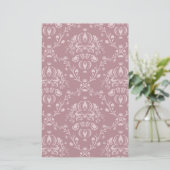 Paarse en witte Damask Briefpapier (Staand voorkant)