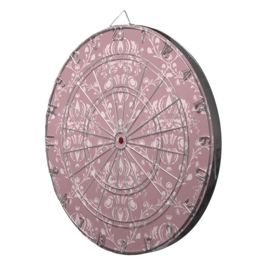 Paarse en witte Damask Dartbord (Voorkant Rechts)