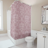 Paarse en witte Damask Douchegordijn (In situ)
