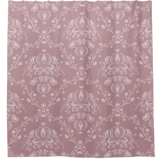 Paarse en witte Damask Douchegordijn (Voorkant)