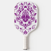 Paarse en witte Damask Floral Pickleball Paddle (Achterkant)