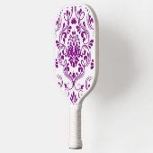 Paarse en witte Damask Floral Pickleball Paddle (Links)