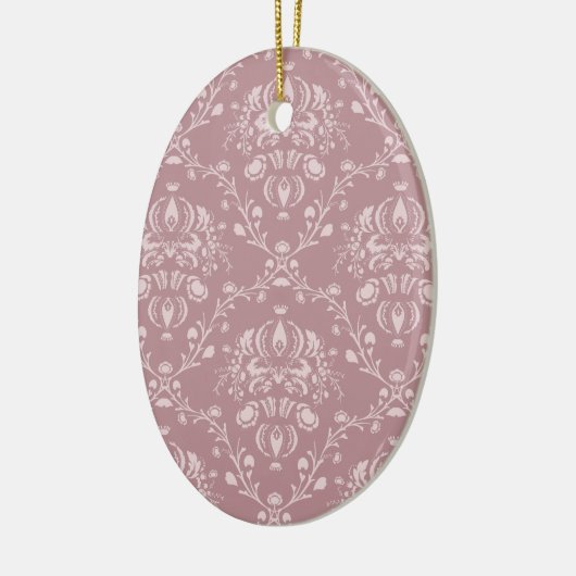 Paarse en witte Damask Keramisch Ornament (Links)