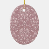 Paarse en witte Damask Keramisch Ornament (Voorkant)