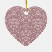 Paarse en witte Damask Keramisch Ornament (Voorkant)