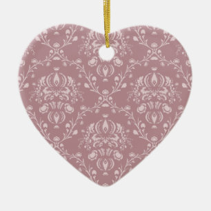 Paarse en witte Damask Keramisch Ornament