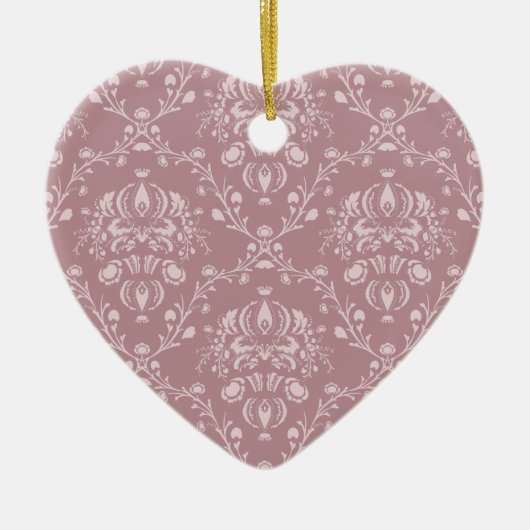 Paarse en witte Damask Keramisch Ornament (Voorkant)