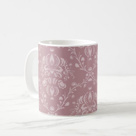 Paarse en witte Damask Koffiemok (Voorkant links)