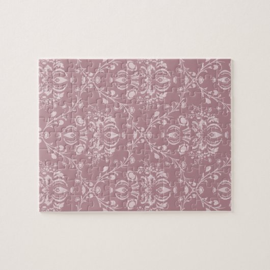 Paarse en witte Damask Legpuzzel (Horizontaal)