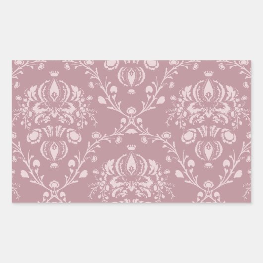 Paarse en witte Damask Rechthoekige Sticker (Voorkant)