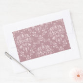 Paarse en witte Damask Rechthoekige Sticker (Envelop)