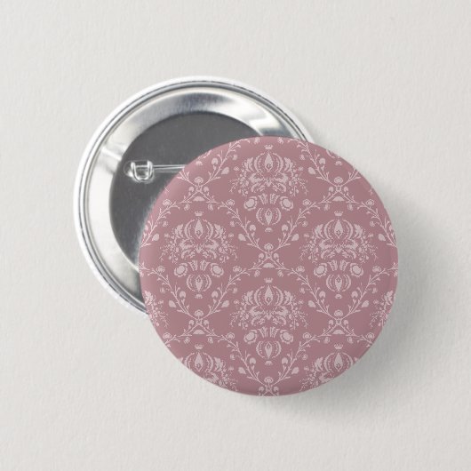 Paarse en witte Damask Ronde Button 5,7 Cm (Voorkant /achterkant)