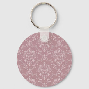 Paarse en witte Damask Sleutelhanger