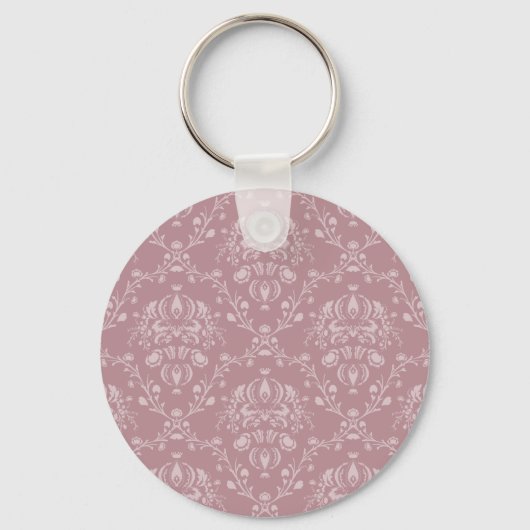 Paarse en witte Damask Sleutelhanger (Voorkant)