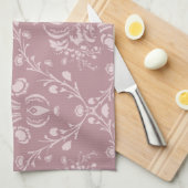 Paarse en witte Damask Theedoek (Quarter Fold)