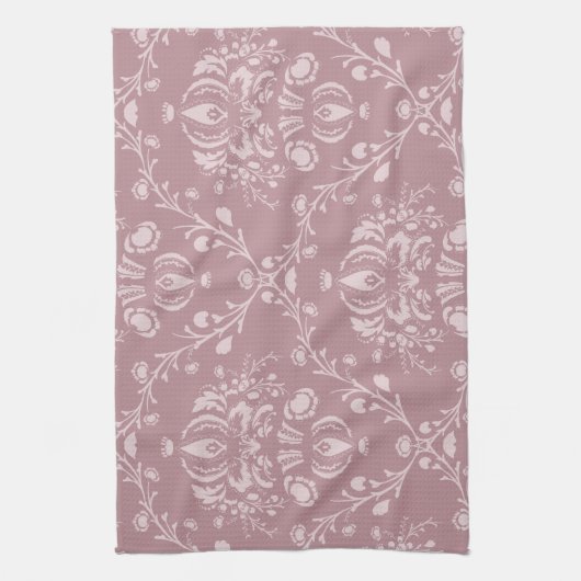 Paarse en witte Damask Theedoek (Verticaal)